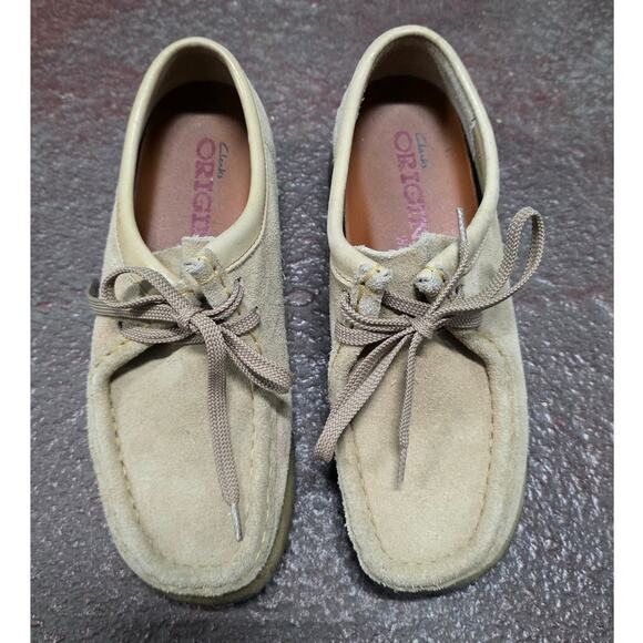 Clarks Original Wallabees Women 6.5 tan crepe sole EUC suede lace up preppy - Picture 3 of 9